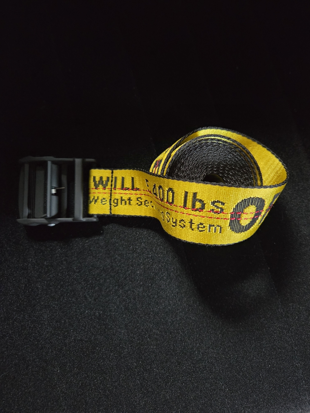 Off-White Yellow Industrial Webbing Belt with Black Buckle